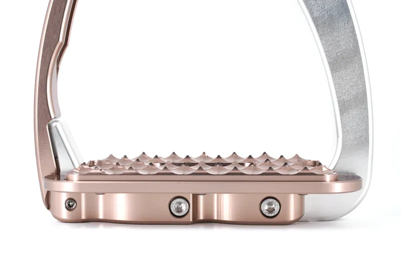 Tech Venice Medium Sloped Safety Stirrups-Silver/Rose Gold-2